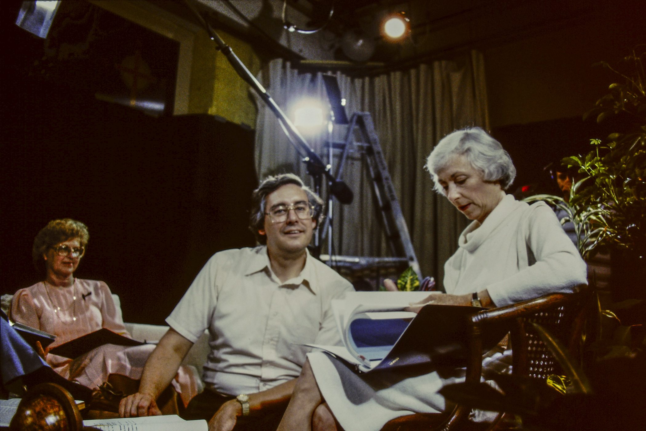 Taping the Book Of Co-Creation video at XU. Barbara Marx Hubbard and friends
